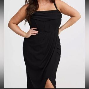 Torrid Tulip Hem Bustier Midi Dress Deep Black Size 30 6X NWOT